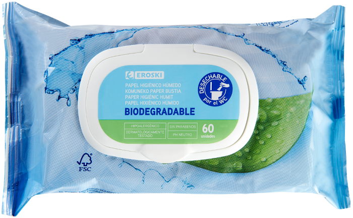 Papel higiénico húmedo biodegradable EROSKI