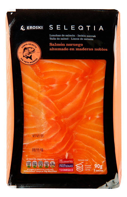 Salmon ahumado lonchas Eroski SELEQTIA 