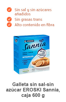 Galleta sin sal-sin azúcar EROSKI Sannia, caja 600 g