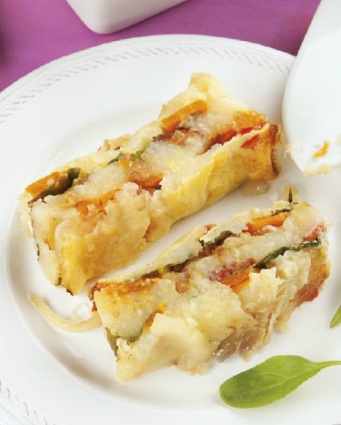 Quiche de espinacas y tomates