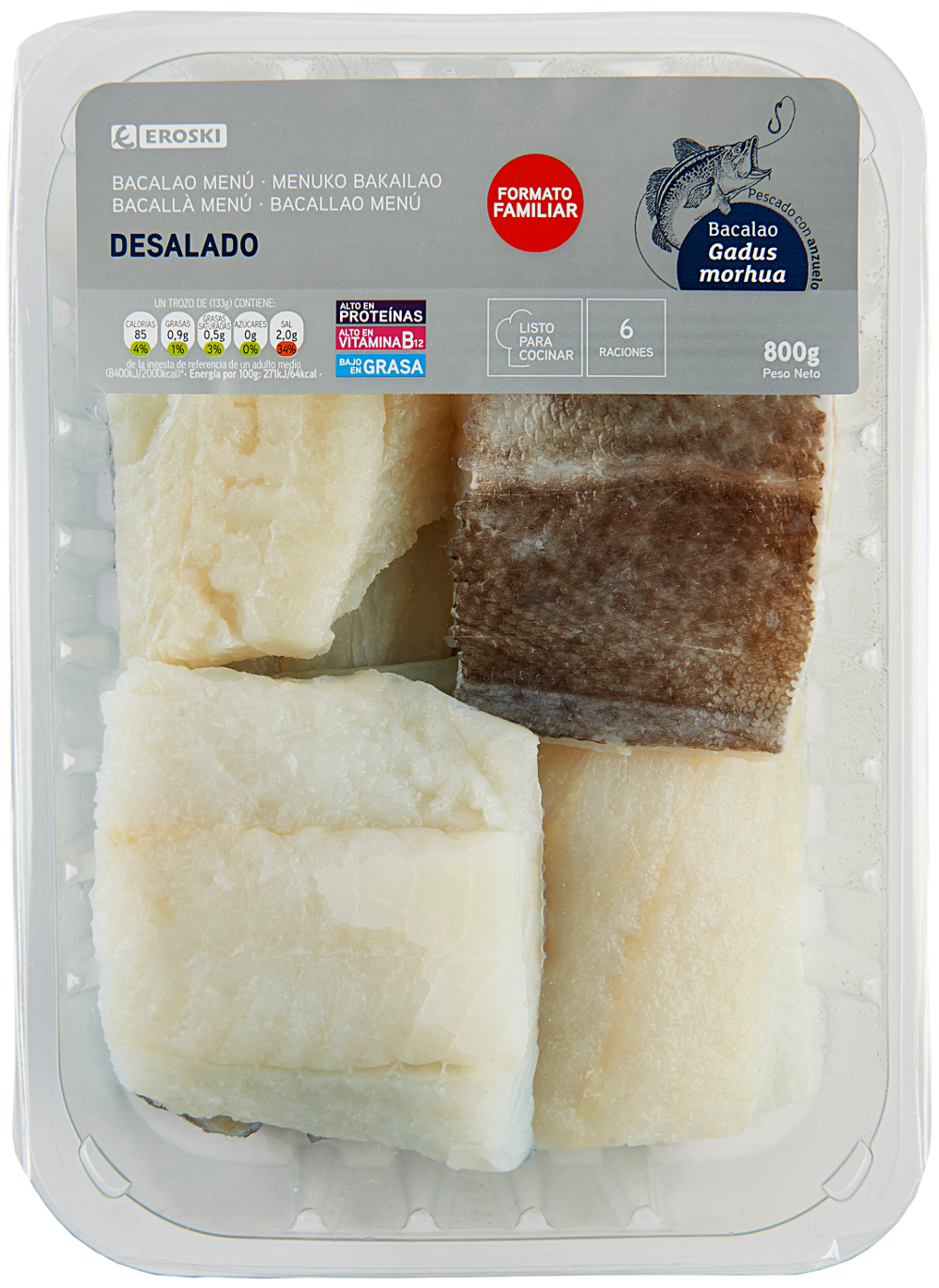 Bacalao desalado menu eroski 800g