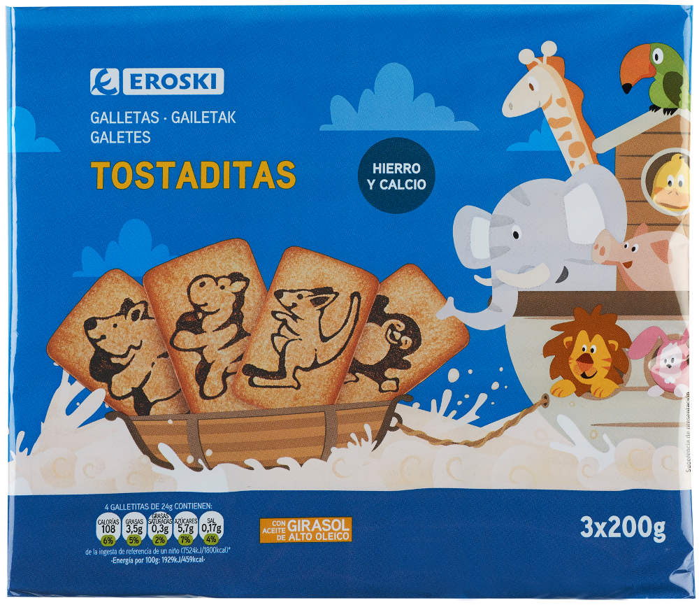 Nuevas Galletas Tostaditas EROSKI con hierro y calcio