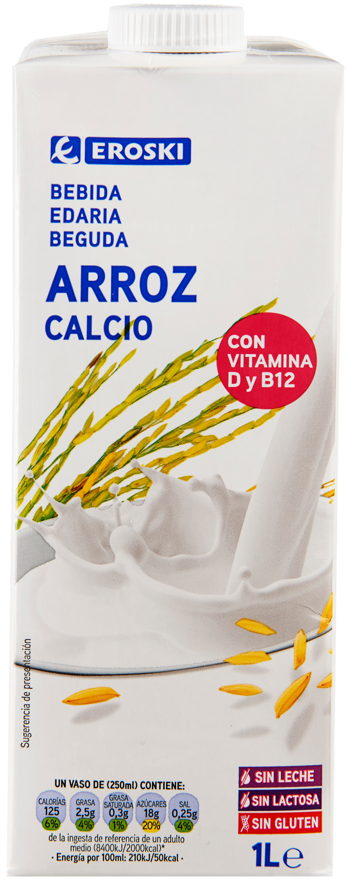 Bebida de arroz calcio EROSKI