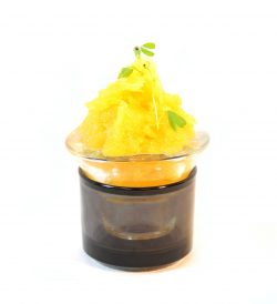 Taco de bacalao skrei con risotto de limón y gremolata