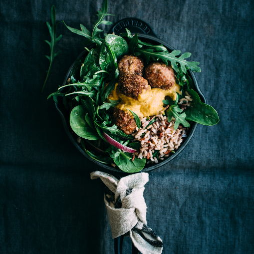 Salteado de pack choi y champiñones con arroz