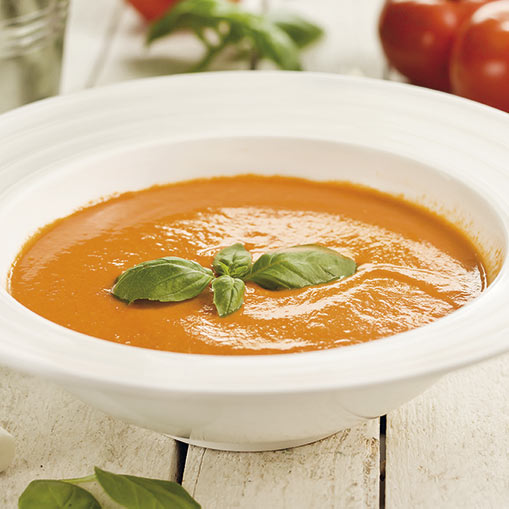 Tomate-zopa arrautzarekin, sukaldeko robotarekin