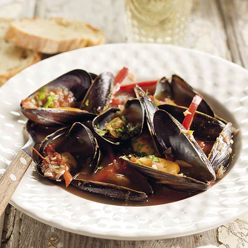 Mejillones con salsa de tomate con robot de cocina