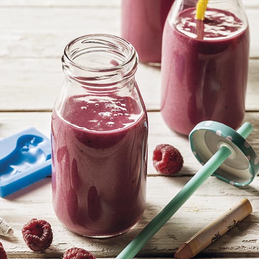 Batido de plátano y frambuesa con robot de cocina