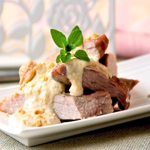 Strogonoff de ibérico con salsa de sidra y leche de coco