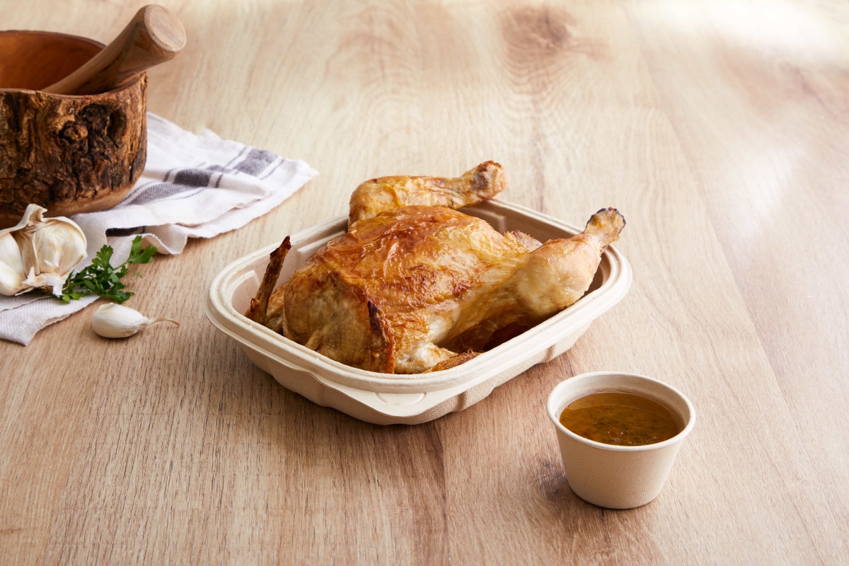 Pollo asado al limón con cebolla