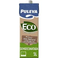 PULEVA Leche semidesnatada ecológica PULEVA, brik 1 litro