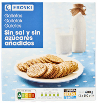 Galletas sin sal y sin azúcares añadidos