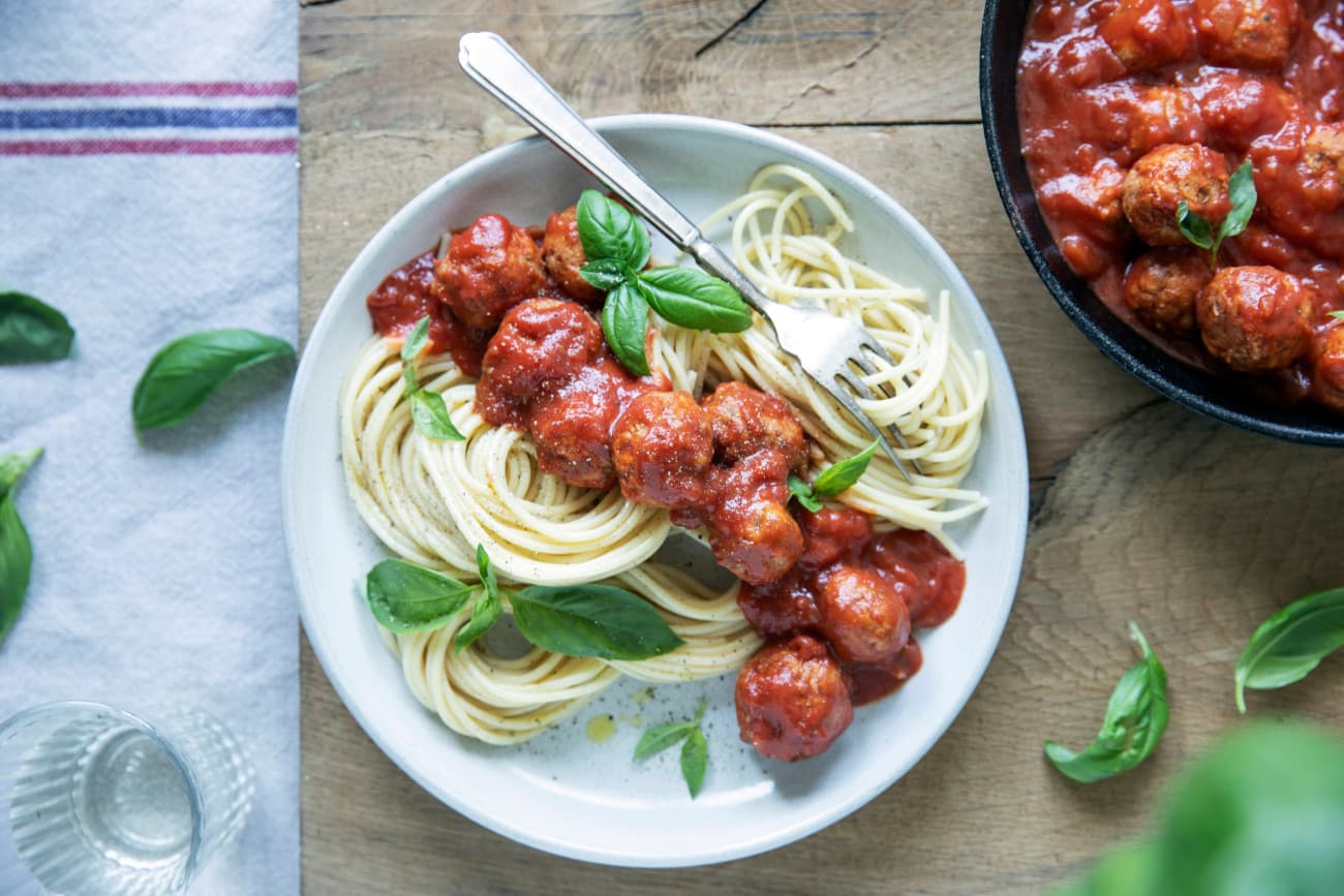 Espaguetis con albóndigas veganas