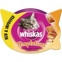 WHISKAS Snack Temptations de pollo para gato, tarrina 60 g