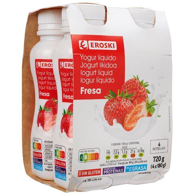 EROSKI Yogur líquido de fresa
