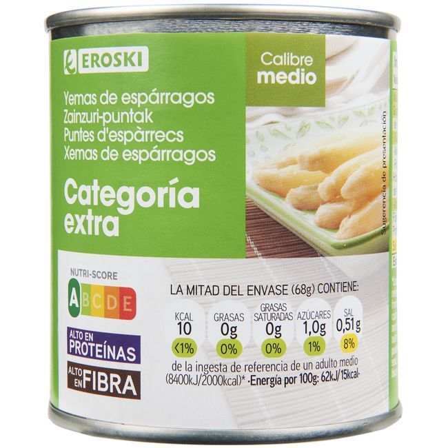 EROSKI Yema de espárrago mediana, 135 g