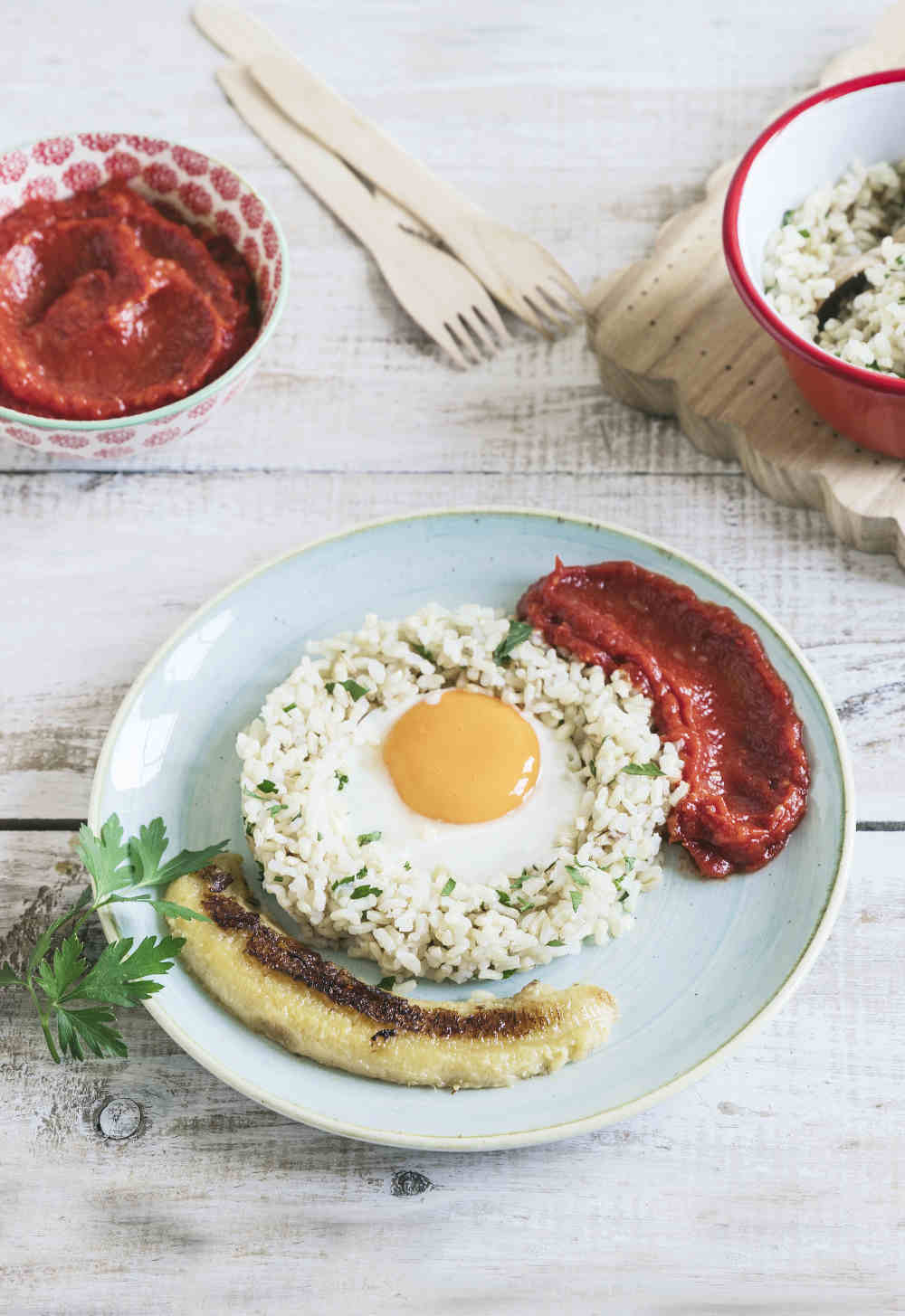 arroz blanco con huevo