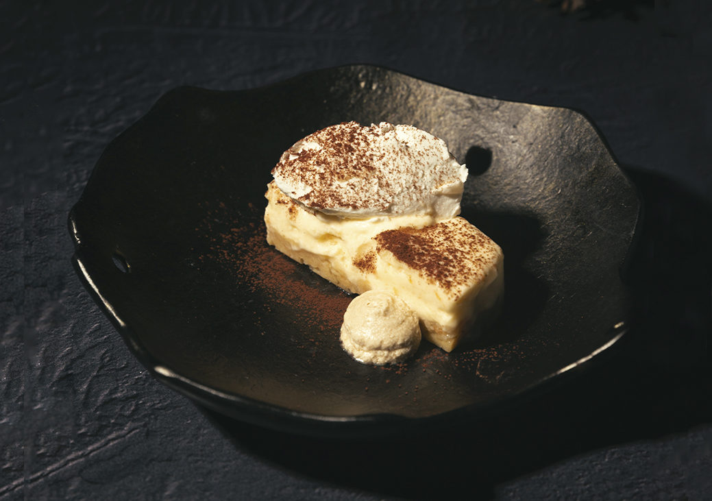 Semifreddo de mandarina con helado de yogur y espuma de ron