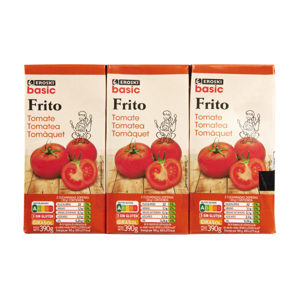 EROSKI basic Tomate frito, pack 3x390 g