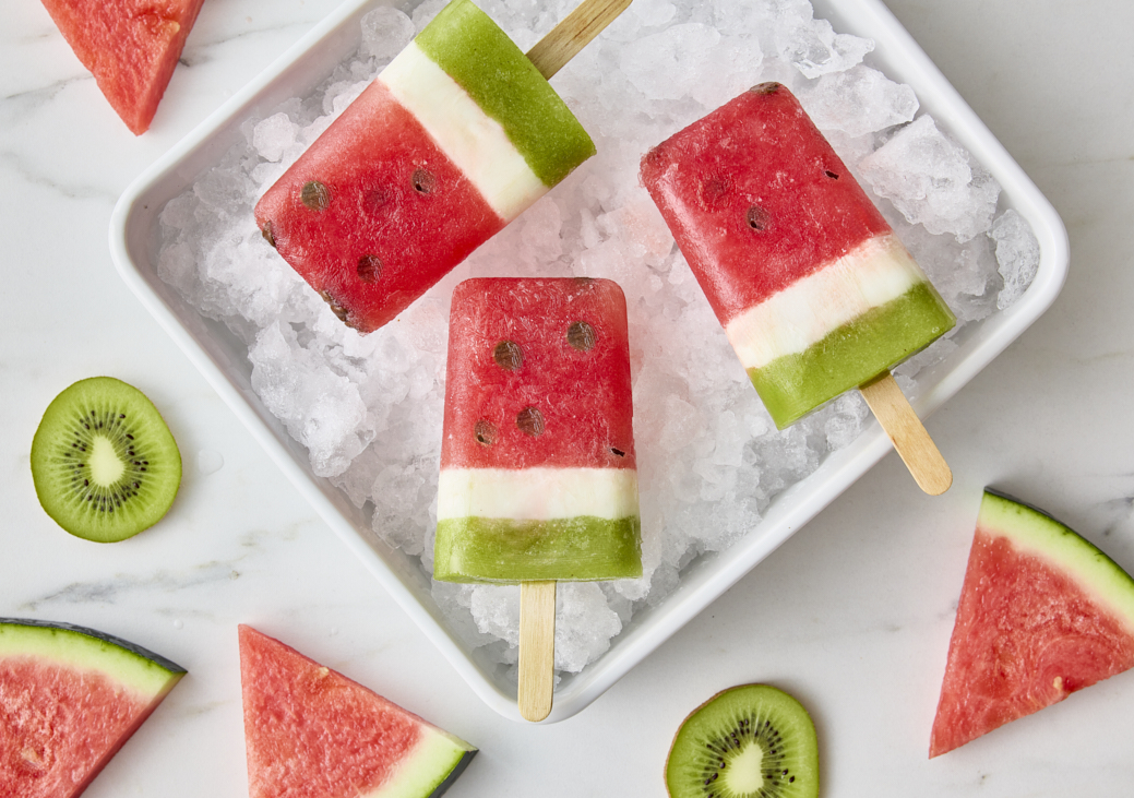 Polos de sandía y kiwi