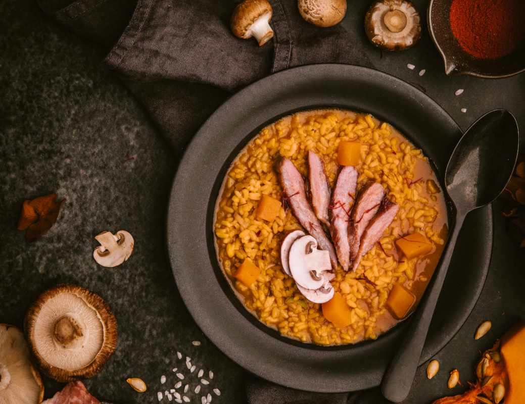 Arroz con secreto y setas