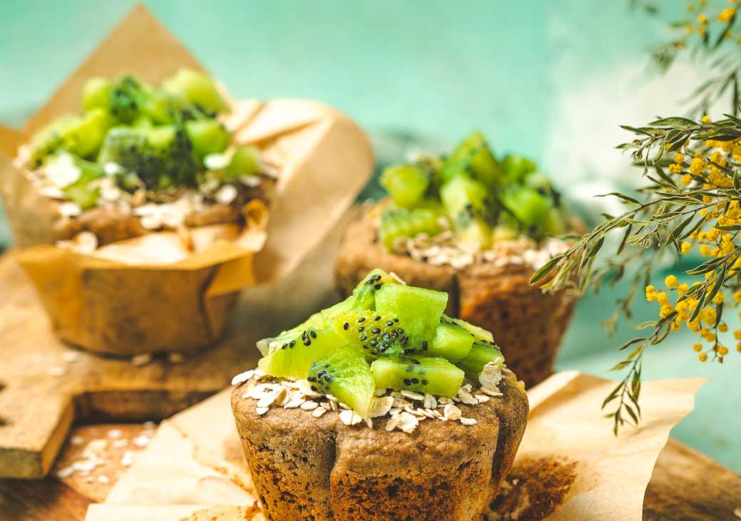 Muffins de plátano y kiwi sin azúcar